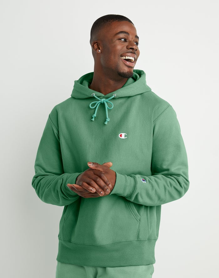 Champion Mens Hoodie NZ - Reverse Weave C Logo Green ( 6327-LXHEK )